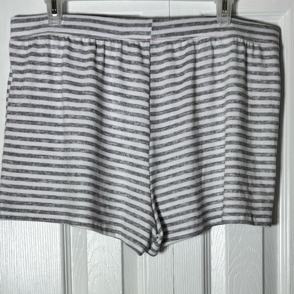 Laura Ashley Gray and Pink Striped Sleep Shorts - Picture 2 of 3